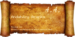 Andaházy Aranka névjegykártya